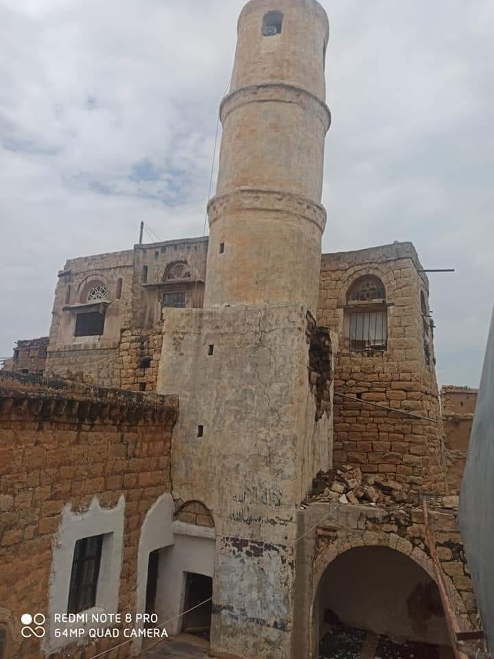 انهيار اقدم مئذنه في مدينة حبابة